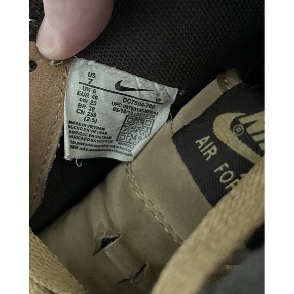 Nike Air Force 1 Low Retro Wheat Mocha 2020 Men's dc7504-700 Sneakers Shoes Sz 7 - Picture 7 of 10